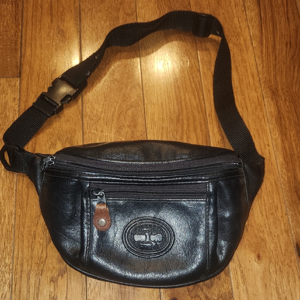 Men's Black Faux Leather Belt Bag